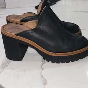 Free People Black Leather Mules